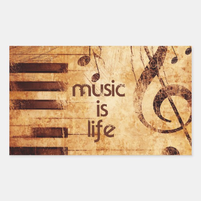 Music is Life Rectangular Sticker (Front)