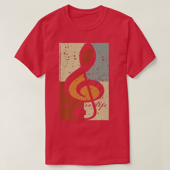 Music Is Life Treble Clef  T-Shirt (Design Front)