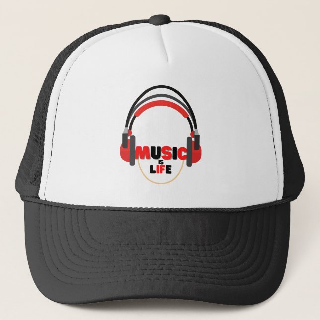 Music is Life Unleash Your Exclusive Rhythm Trucker Hat (Front)