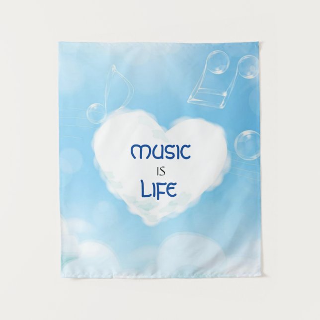 MUSIC IS LIFE WALL TAPESTRY Medium (50" x 60")  (Front)