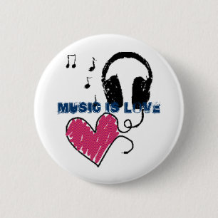 Music is love 6 cm round badge