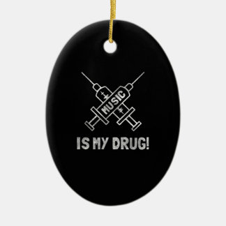 Music Is My Drug - Love Music - Straight Edge Ceramic Tree Decoration