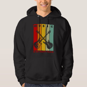 Music is My Happy Place Music Guitar Player Bass Hoodie