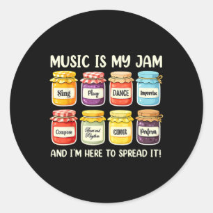 Music Is My Jam Music Lover Music Teacher Back To  Classic Round Sticker