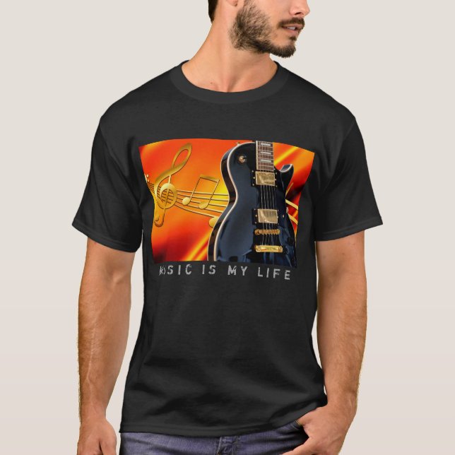Music Is my Life Electric Guitar Photo T-shirt (Front)