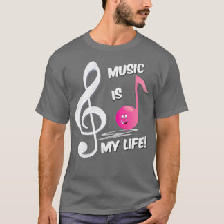 Music is my life pink note treble clef Kids Piano T-Shirt