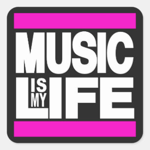 Music is My Life Pink Square Sticker