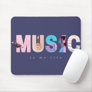 Music Is My Life Retro Y2K Tech Gamer Purple Mouse Mat