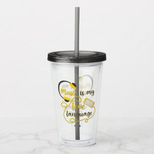 Music is my love language romantic phrase acrylic tumbler
