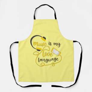 Music is my love language romantic phrase apron