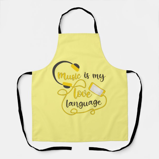 Music is my love language romantic phrase apron (Front)