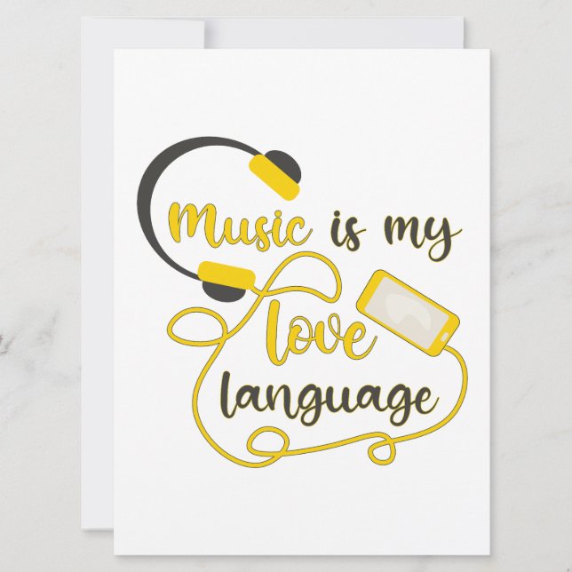 Music is my love language romantic phrase invitation (Front)