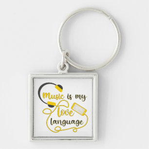 Music is my love language romantic phrase key ring