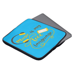 Music is my love language romantic phrase laptop sleeve