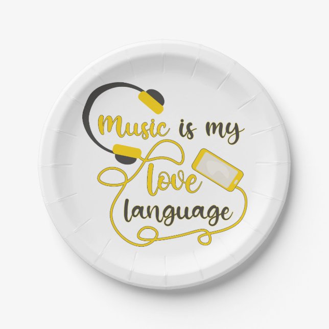 Music is my love language romantic phrase paper plate (Front)