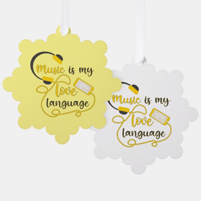 Music is my love language romantic phrase tree decoration card (Front/Back)