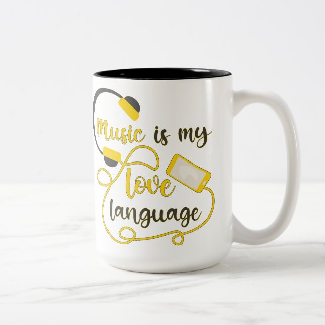 Music is my love language romantic phrase Two-Tone coffee mug (Right)