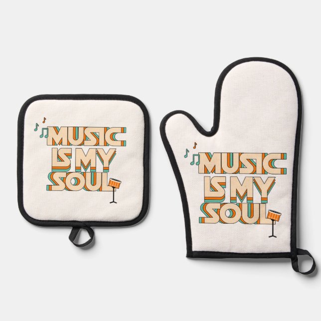 Music Is My Soul  Oven Mitt & Pot Holder Set (Front)