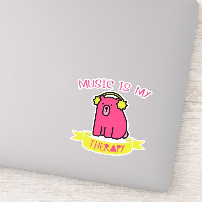 Music is my Therapy Cute Bear Vinyl (Detail)