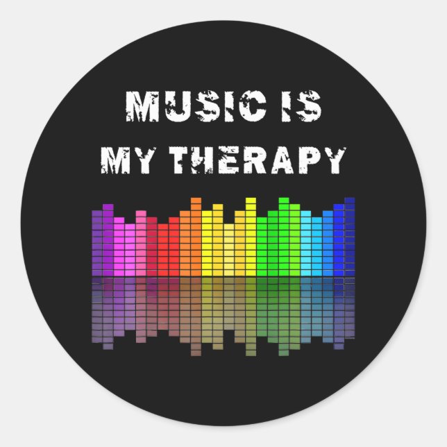 Music Is My Therapy Equalizer DJ Musical Quotes Classic Round Sticker (Front)