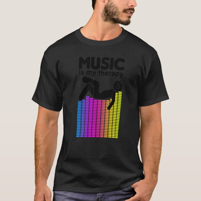 Music Is My Therapy Equalizer Dj Rainbow Sound Eng T-Shirt (Front)