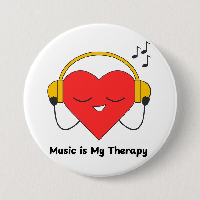 Music Is My Therapy – Inspiring Music Lover Quote  7.5 Cm Round Badge (Front)