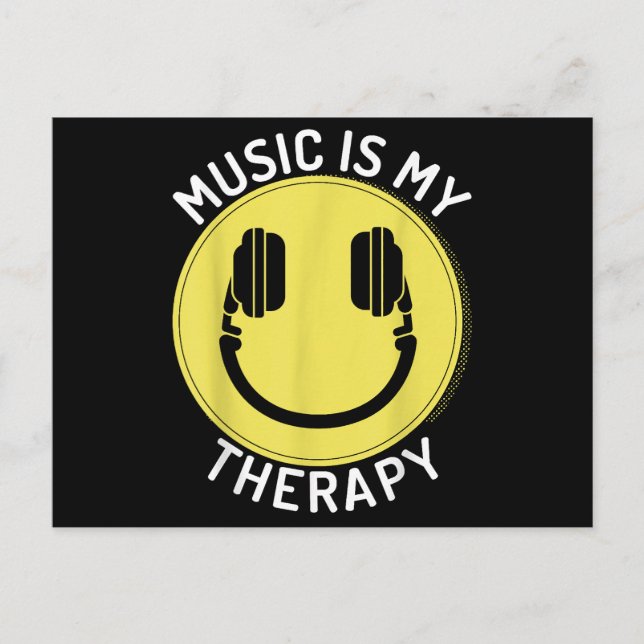 Music is my therapy music lover postcard (Front)
