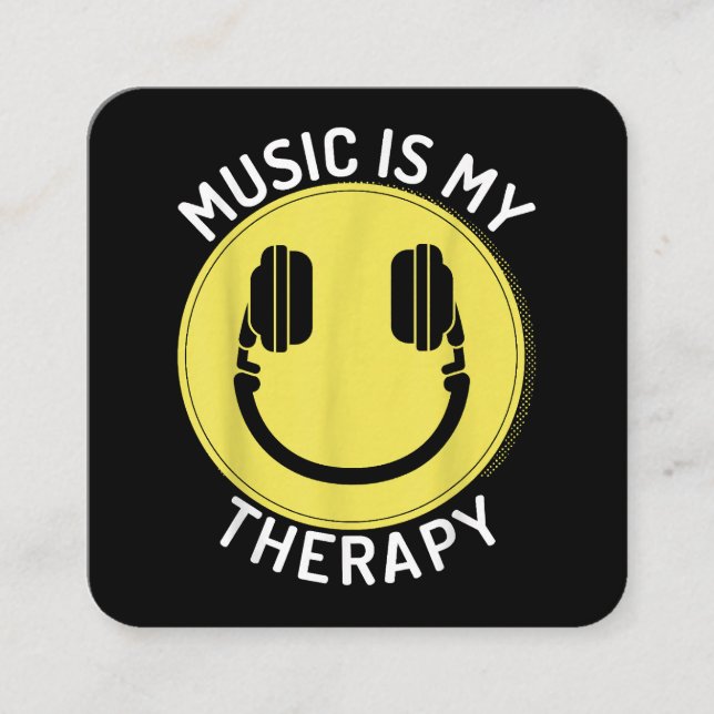 Music is my therapy music lover square business card (Front)