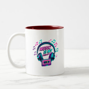 Music Is My Therapy – Retro Headphones Coffee Mug