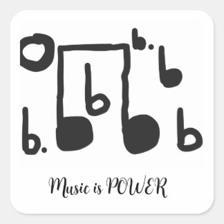 Music is power black and white sticker