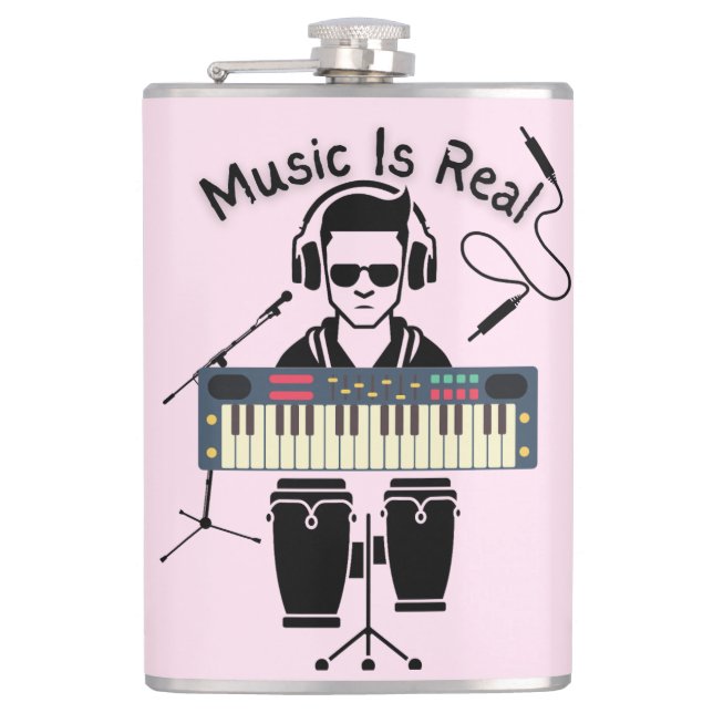 Music Is Real Hip Flask (Front)