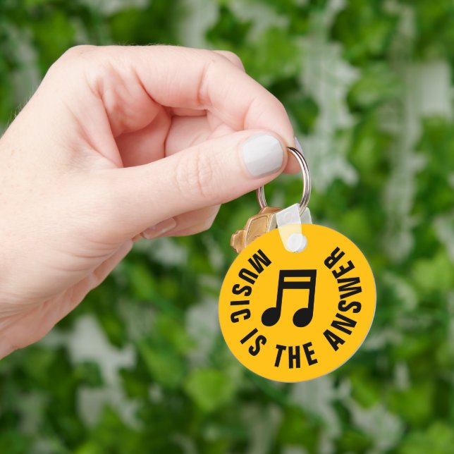 Music is the answer funny custom monogram key ring (Hand)