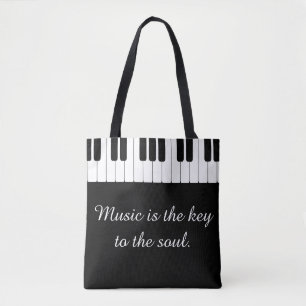Music is the Key to the Soul Piano Tote