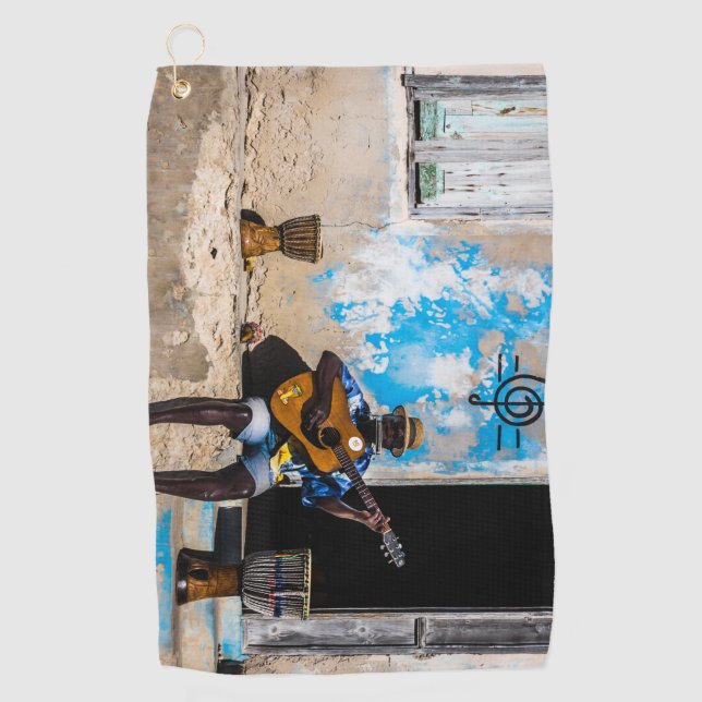 Music is the medicine of the mind golf towel (Front)