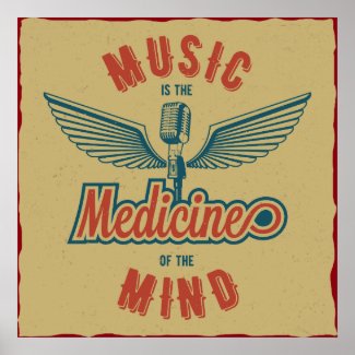 Music is the Medicine Retro Vintage Wallart Poster