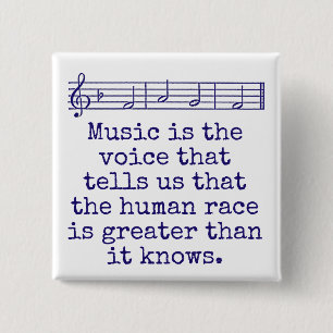 Music Is The Voice That Tells - Music Quote  15 Cm Square Badge