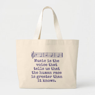 Music Is The Voice That Tells - Music Quote Large Tote Bag
