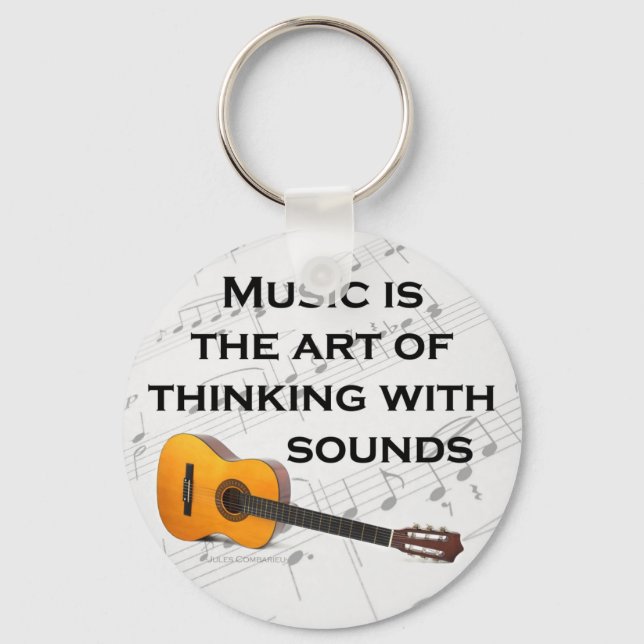 Music is thinking with sound Guitar Key Ring (Front)