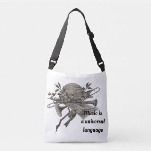 Music is Universal Vintage Band Instrument Musical Crossbody Bag