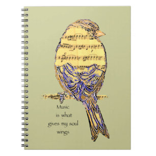 Music is what gives my soul wings Bird Notebook