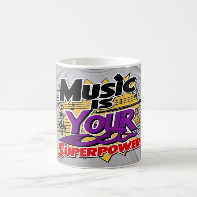 Music Is Your Superpower option 3 Coffee Mug (Center)
