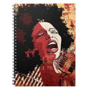 Music Jazz - afro american jazz singer on grunge b Notebook