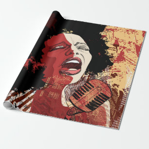 Music Jazz - afro american jazz singer on grunge b Wrapping Paper