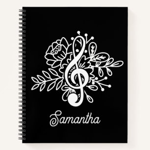 Music Journal Treble Clef Flowers Musician