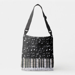 music keyboard piano black and white crossbody bag