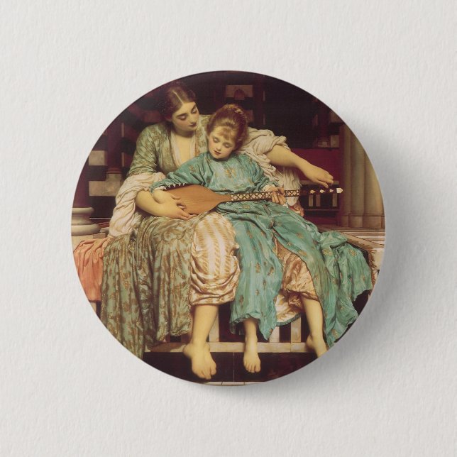 Music Lesson by Lord Frederic Leighton 6 Cm Round Badge (Front)