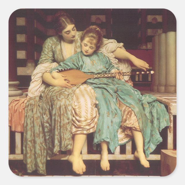 Music Lesson by Lord Frederic Leighton Square Sticker (Front)