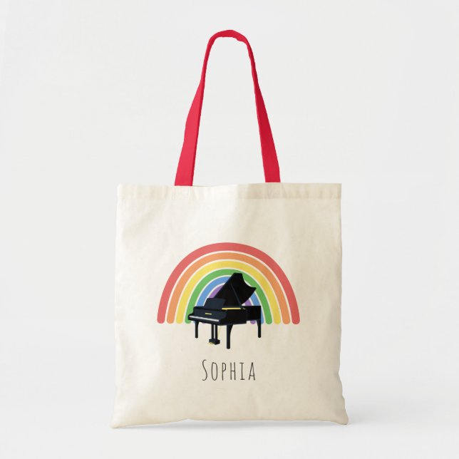 Music Lesson Rainbow Piano Children Tote Bag (Front)