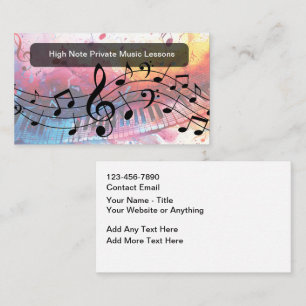 Music Lessons Classes Modern Business Cards