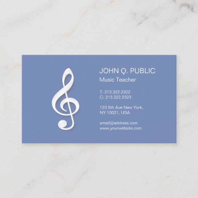 Music Lessons Modern Professional Teacher Business Card (Front)